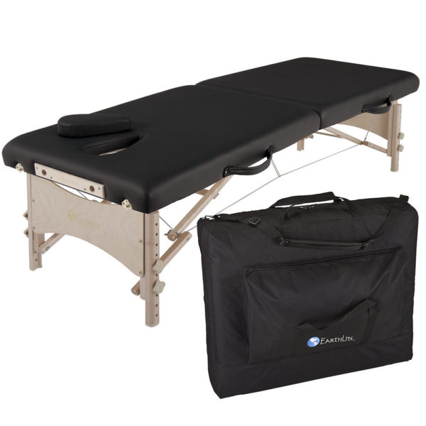 Medisport massage couch in the color black with carrycase