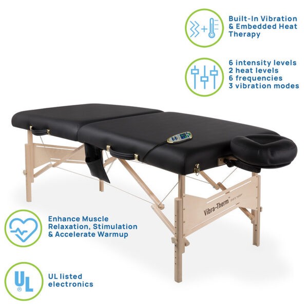 Vibra-Therm sports therapy table black technical data sheet