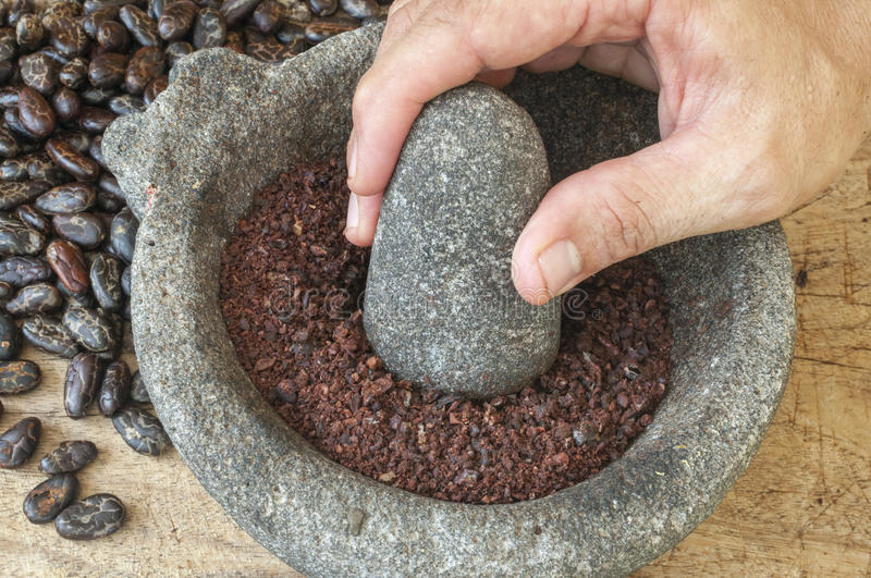 Grinding cocoa beans
